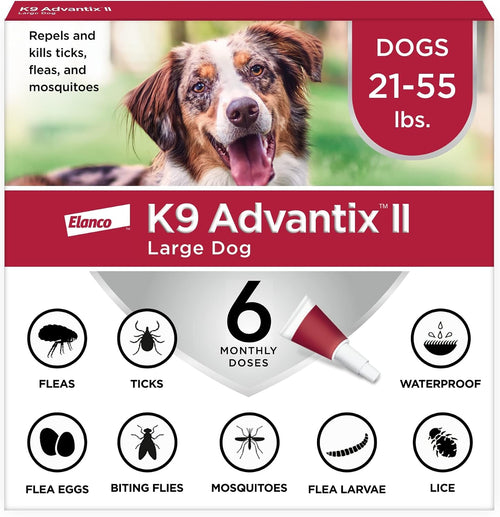 Advantix II Monthly Flea & Tick Prevention for Large Dogs (21–55 lbs), 6 Doses ( PACK OF 2 )
