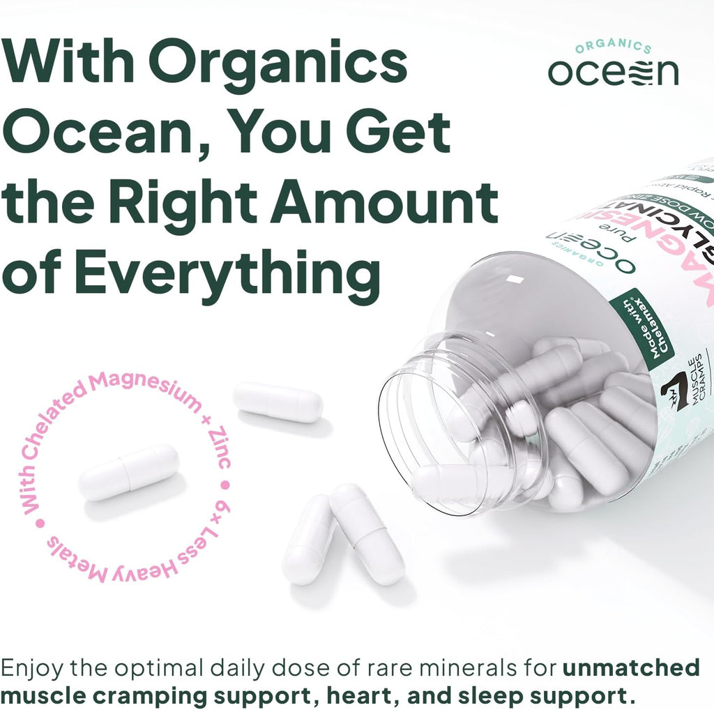 Organics Ocean Pure Magnesium Glycinate Low Dose Zinc Chelated 90 Capsules NEW (PACK OF THREE)
