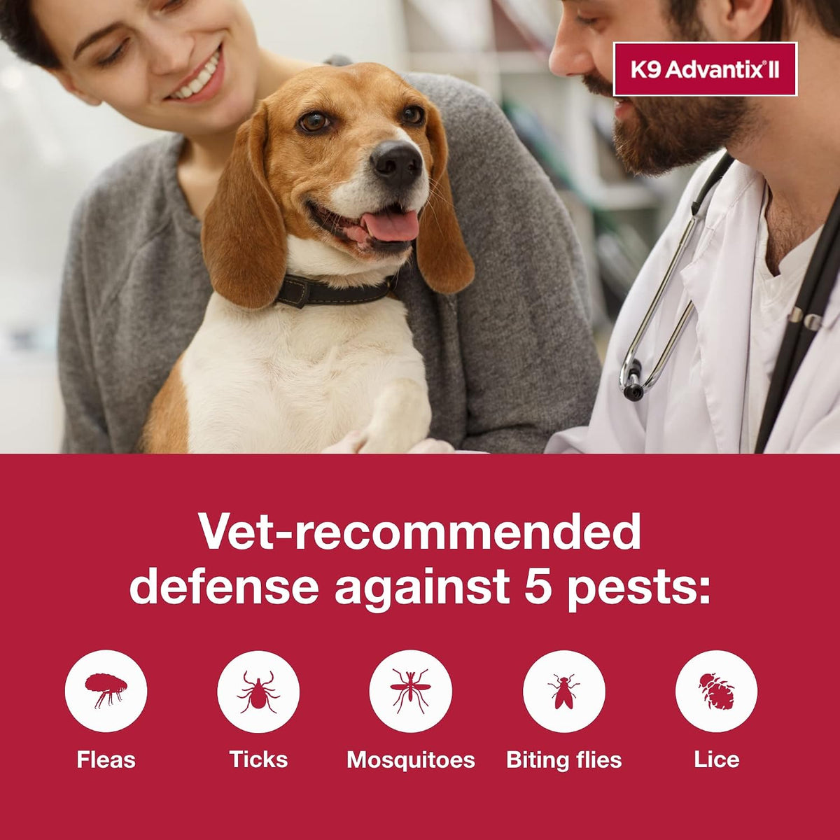 K9 Advantix II Flea and Tick Treatment for Medium Dogs 11-20lbs ,6 Doses ( PACK OF TWO)