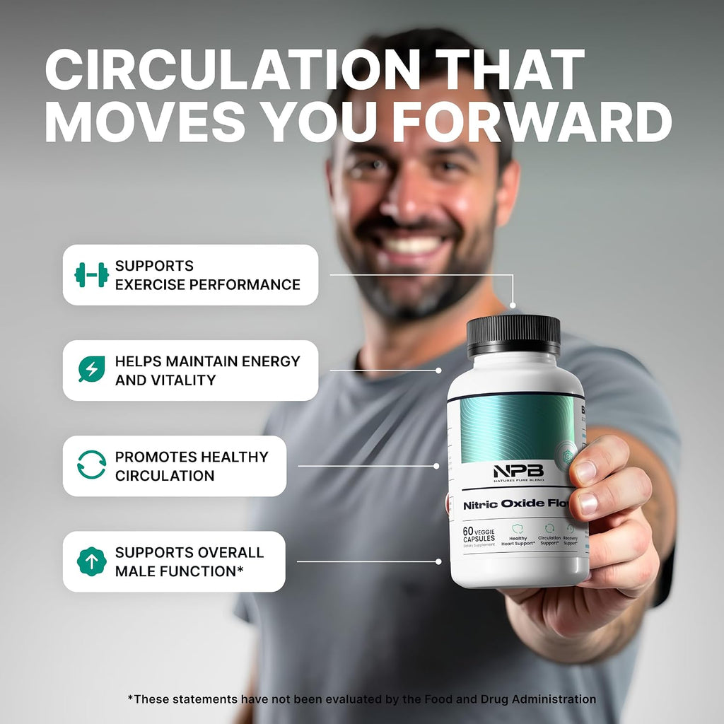 Nitric Oxide Flow Blood Pressure Support Improve Circulation-Natures Pure Blend 60 capsules(PACK OF 3)