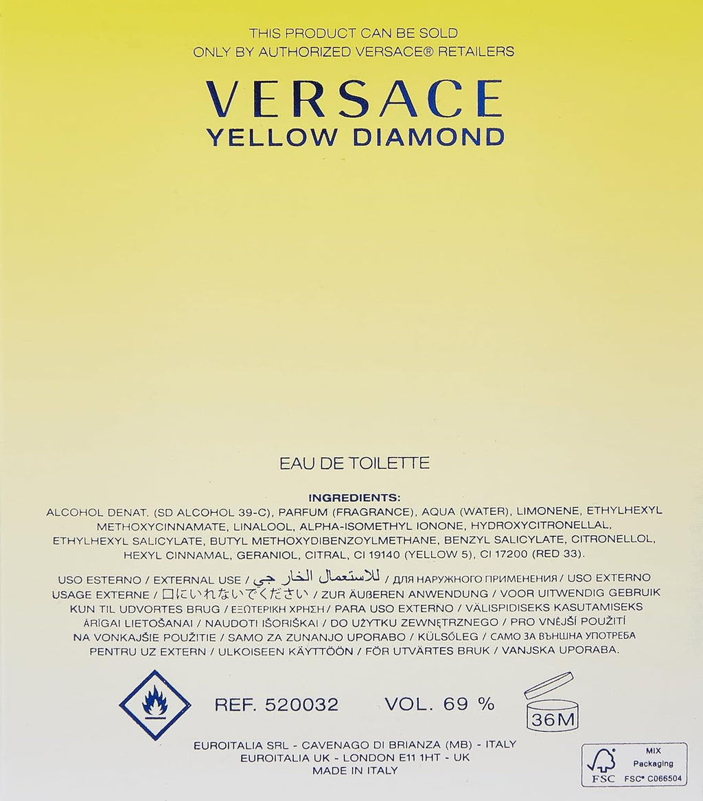 Gianni Versace Versace Yellow Diamond Eau De Toilette Spray for Women 3 oz 90 ml