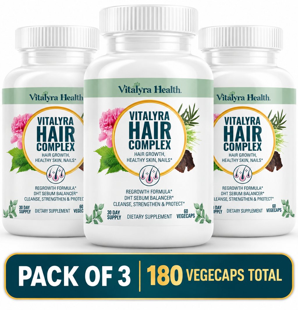 Vital Hair Complex – Biotin & Vitamin B Hair Vitamins for Women & Men   60 capsules (PACK OF THREE)