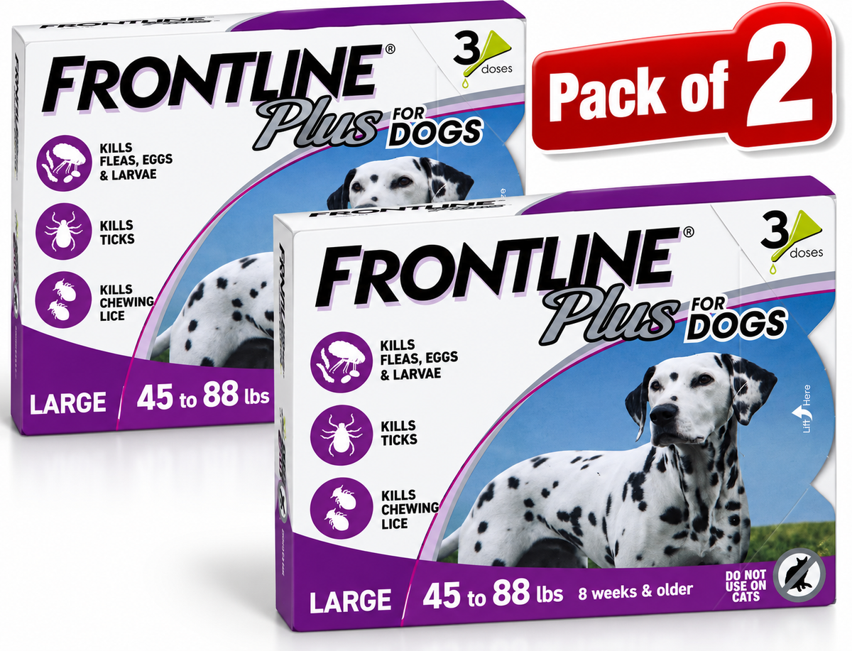 Frontline Plus For Dogs 45 to 88 LBS 6 Doses 6 Month Supply(pack of 2)