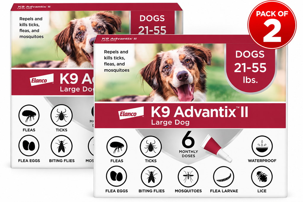 Advantix II Monthly Flea & Tick Prevention for Large Dogs (21–55 lbs), 6 Doses ( PACK OF 2 )