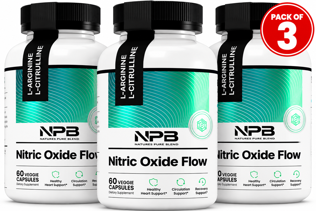 Nitric Oxide Flow Blood Pressure Support Improve Circulation-Natures Pure Blend 60 capsules(PACK OF 3)