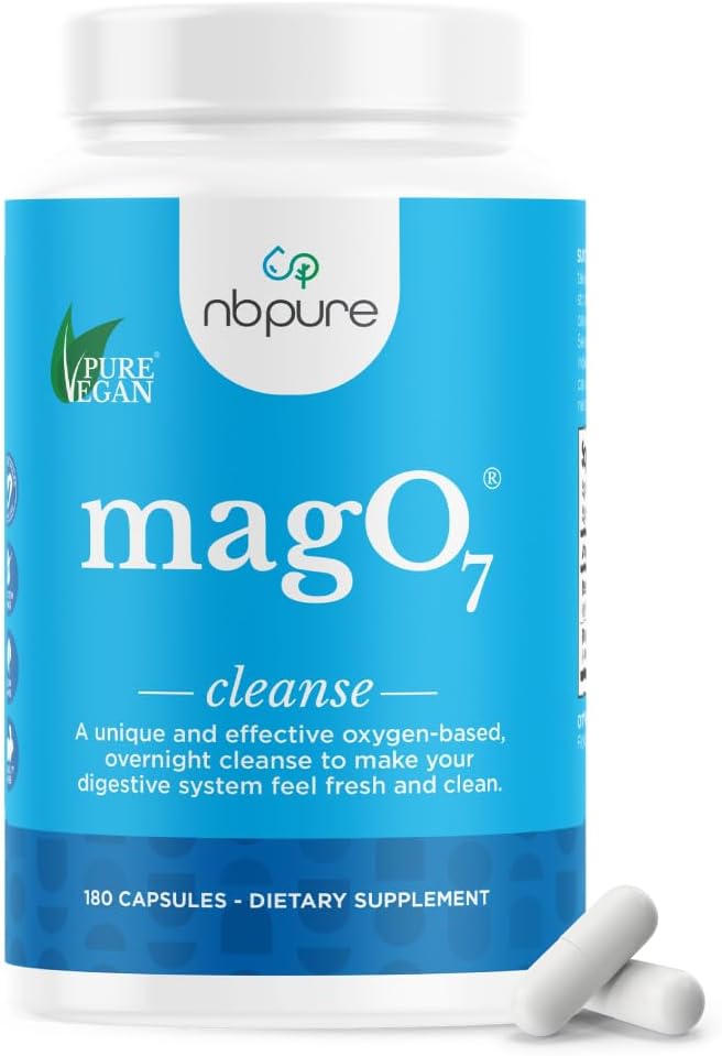 NBPure MagO7 Natural Oxygen Colon Cleanse & Digestive Support – 180 Capsules Each – Pack of 3 (540 Total)