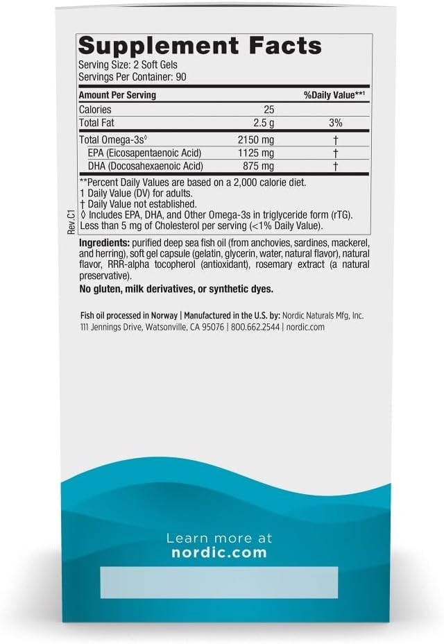 Nordic Naturals Ultimate Omega 2X, 2150mg Fish Oil, Lemon - 180 Count ( pack of 2 )