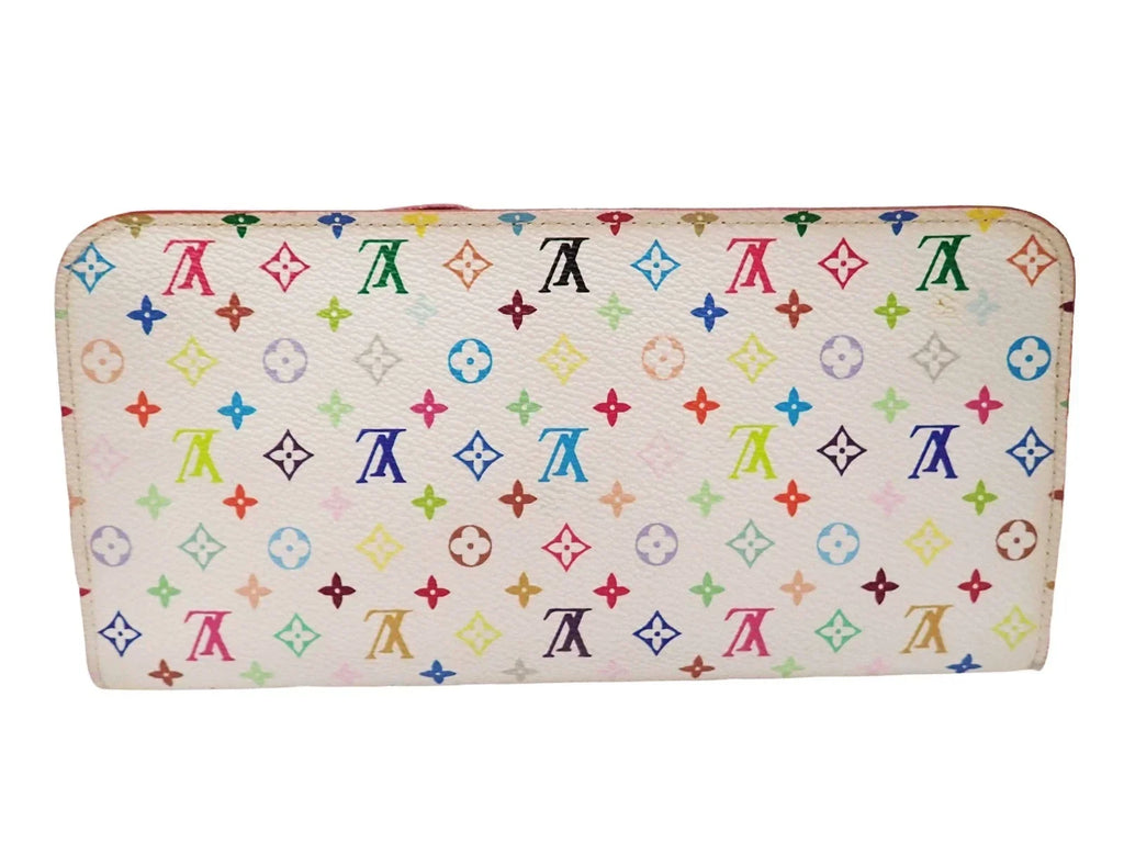 LOUIS VUITTON Monogram Multicolor M93752 Organizer Insolite Long Wallet White